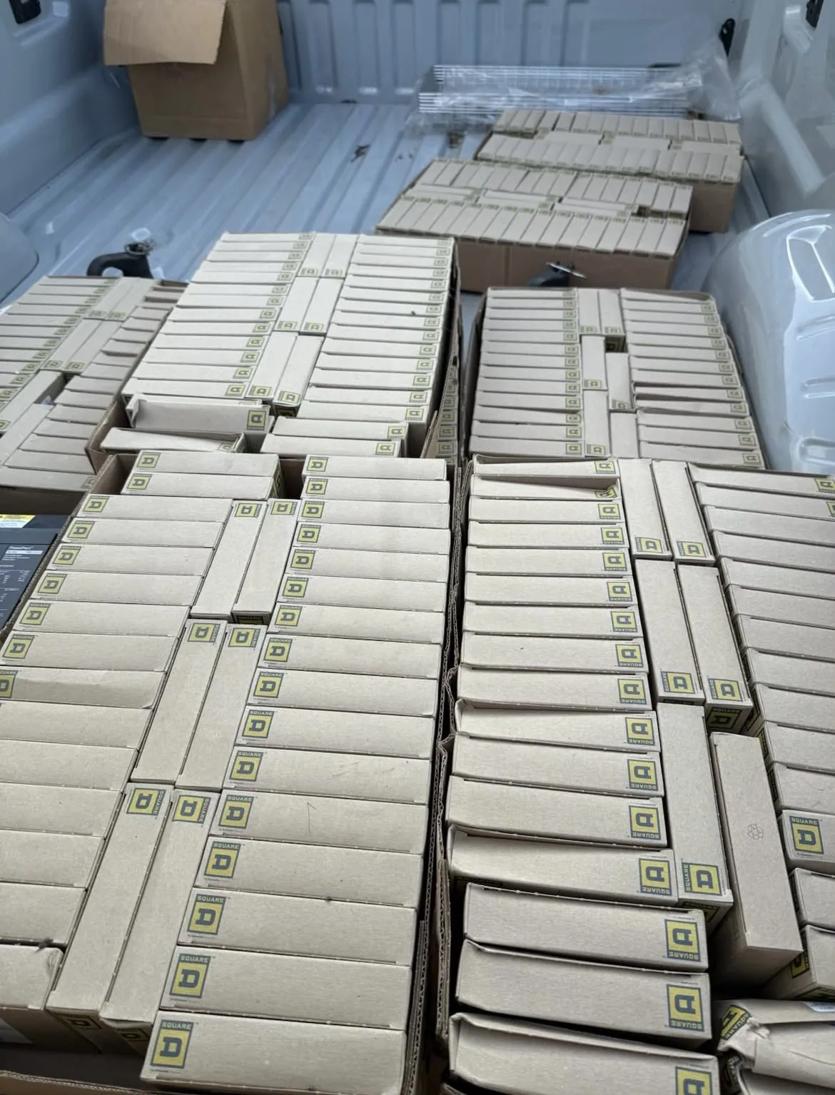 Boxed Square D electrical inventory
